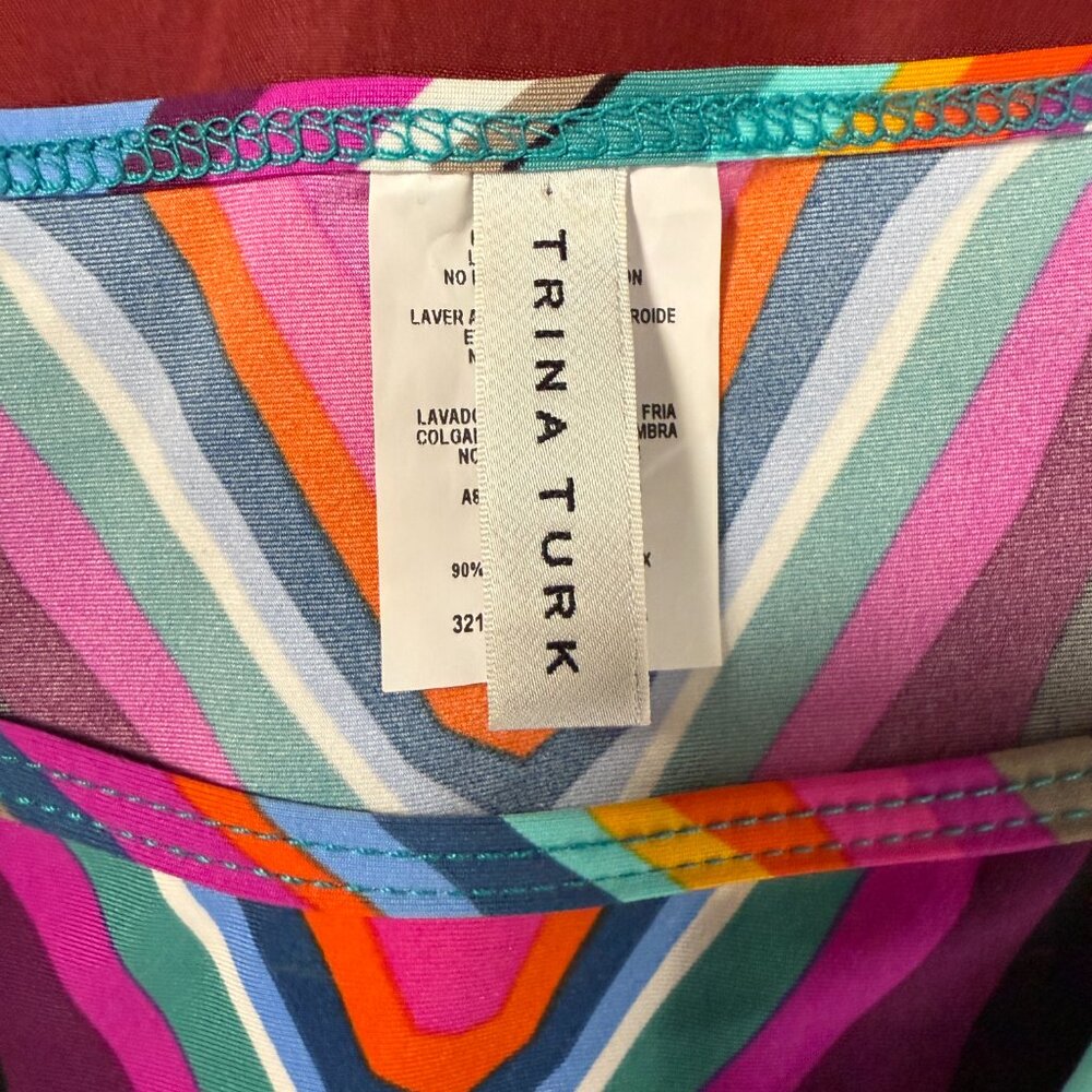 Trina Turk Louvre Striped Batwing Swing Tunic Coverup size Small (has stretch) - Picture 7 of 11